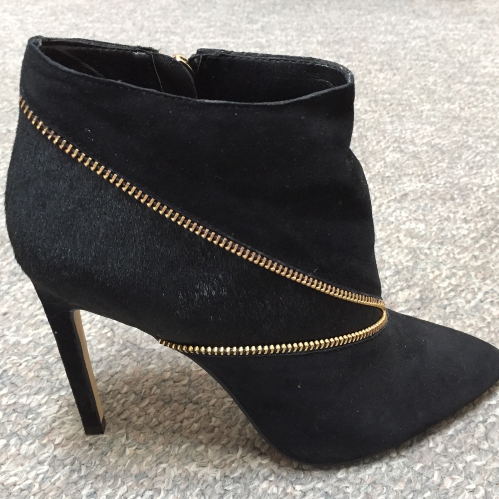 Black Suede Zip Bootie